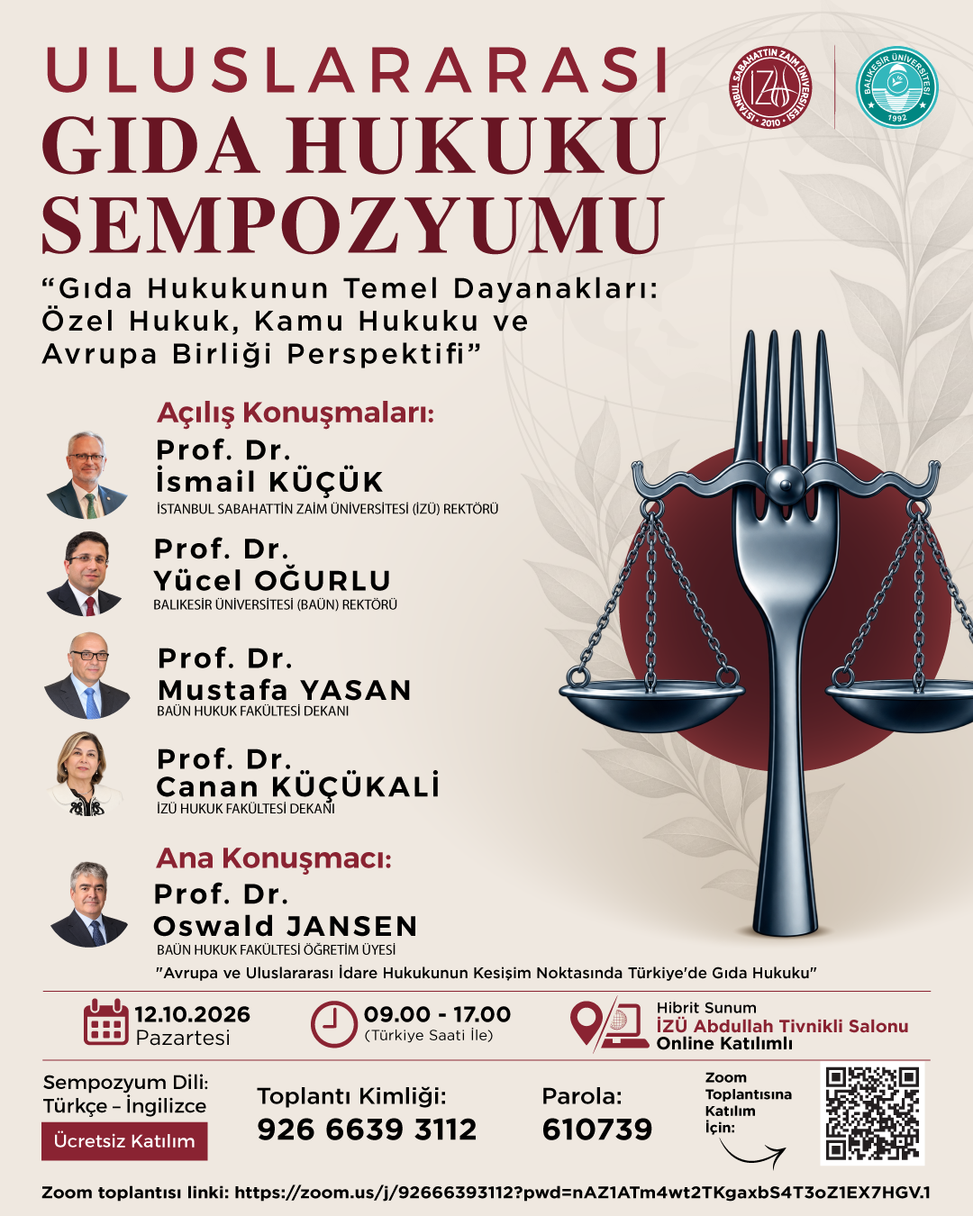 Uluslararası Gıda Hukuku Sempozyumu İZÜ