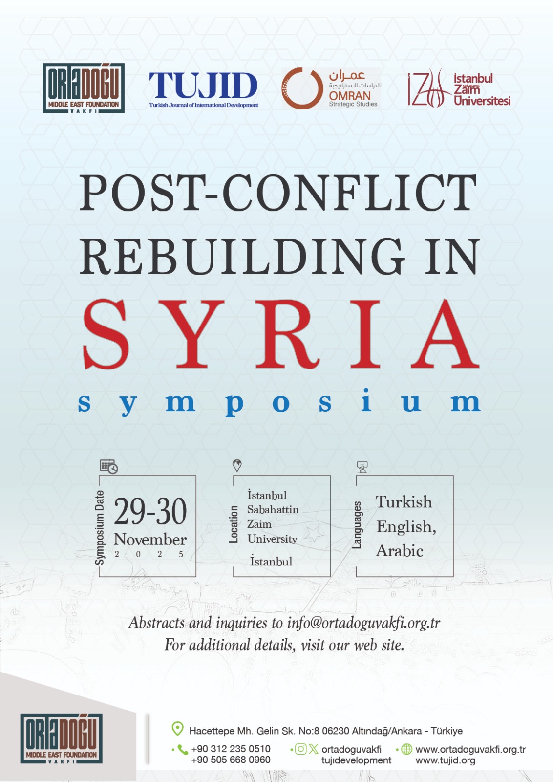 "POST-CONFLICT REBUILDING IN SYRIA" SEMPOZYUMU