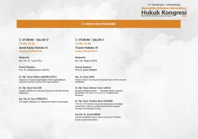 Doç. Dr. Barış Kaya, Arş. Gör. Merve Budun Kılıç ve Arş. Gör. Ömer Fatih Gürcan VI. Uluslararası Necmettin Erbakan Hukuk Kongresinde Tebliğ Sunacaklardır