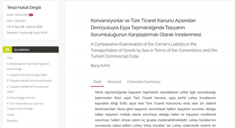 Doç. Dr. Barış Kaya’nın Yeni Makalesi Yayımlanmıştır