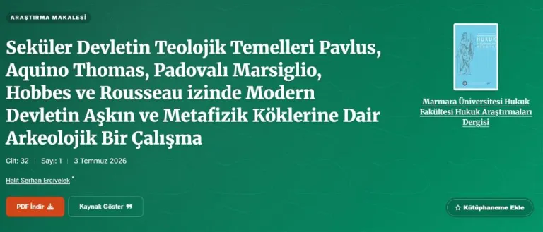 Dr. Öğr. Üyesi Halit Serhan Ercivelek'in Yeni Makalesi Yayınlanmıştır